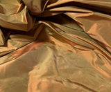 Iridescent Rust/Olive Green - 100% Silk Taffeta Fabric