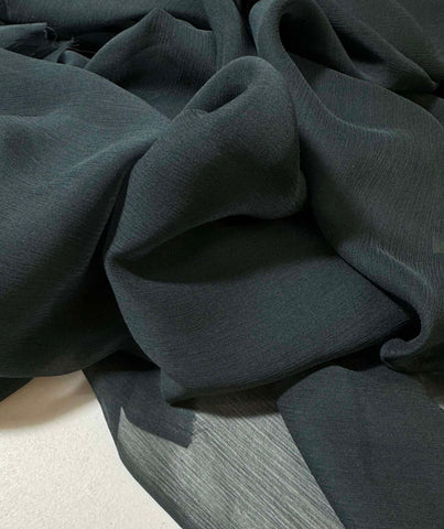 Dark Teal Green - 5mm Crinkle Silk Chiffon Fabric