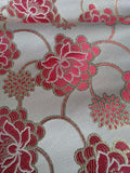 Champagne & Coral Mums Floral - Faux Silk Brocade Jacquard Fabric