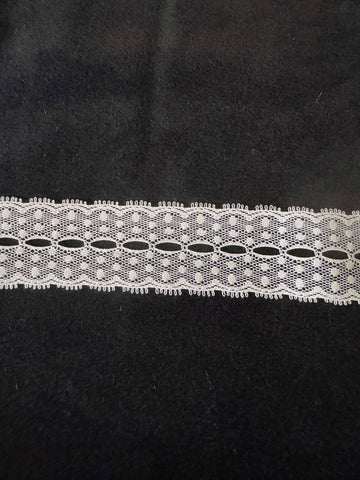 Vintage White Dots Double Border Heirloom Lace Trim 1-1/8" wide x 2 Yards