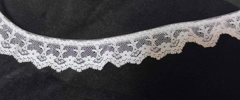 Vintage White Small Floral Ruffle Border Lace Trim 1-1/8" wide x 3 Yards