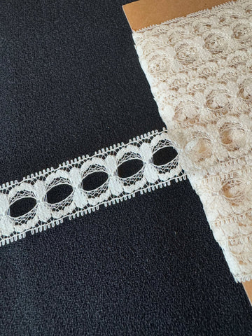 Vintage Ecru Ribbon Through Insertion Craft or Floral Lace Trim 3/4" wide x 5 Yards