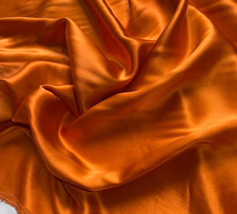 Pumpkin Orange - 100% Silk Charmeuse Fabric 54" width