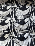 Art Deco Ladies Black & White Print - 100% Silk Charmeuse Fabric