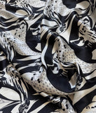 Art Deco Ladies Black & White Print - 100% Silk Charmeuse Fabric