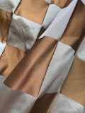 Blue & Brown Check - Silk Duchess Satin Fabric