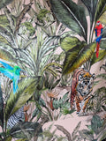 Jungle Print Tiger & Parrots - Stretch Silk Charmeuse Fabric