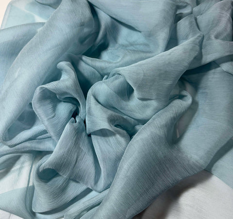 French Blue - Crinkle Silk Chiffon Fabric