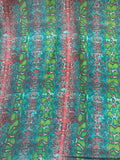 Turquoise, Lime & Pink Snakeskin - 16mm Silk Crepe de Chine Fabric