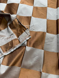 Blue & Brown Check - Silk Duchess Satin Fabric