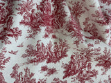 Red on White Toile - Cotton Canvas Fabric