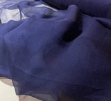 Midnight Navy Blue  - Crinkle Silk Chiffon Fabric