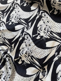 Art Deco Ladies Black & White Print - 100% Silk Charmeuse Fabric