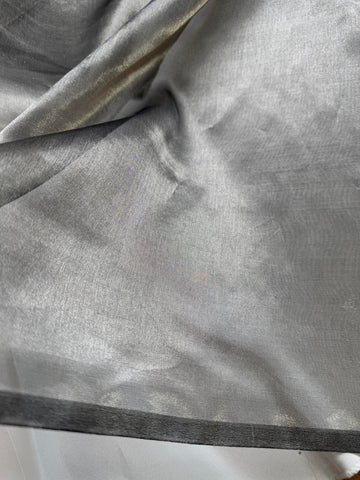 Dark Silver/Pewter Gray Silk & Metal Organza Fabric