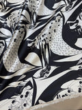 Art Deco Ladies Black & White Print - 100% Silk Charmeuse Fabric