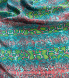 Turquoise, Lime & Pink Snakeskin - 16mm Silk Crepe de Chine Fabric