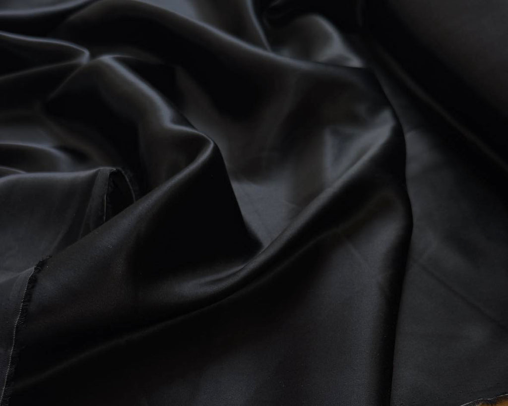 Black - 100% Silk Charmeuse Fabric 54" width