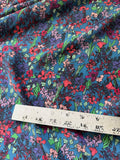 Blue with Pink & Red Flowers - 16mm Silk Crepe de Chine Fabric