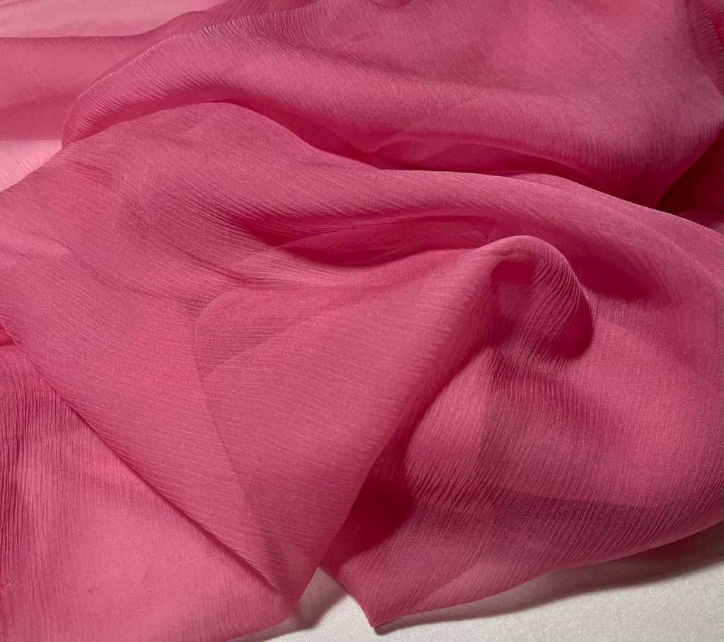 Bubblegum Pink - Crinkle Silk Chiffon Fabric