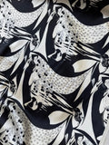 Art Deco Ladies Black & White Print - 100% Silk Charmeuse Fabric