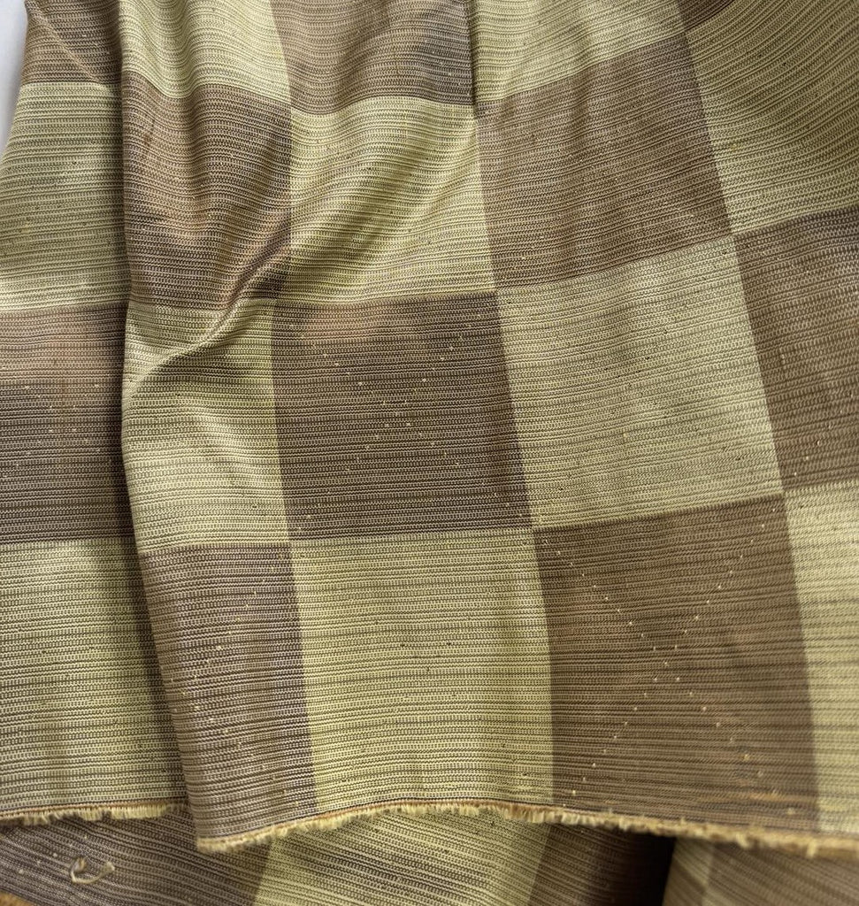 Gold & Brown Check - Silk Dupioni Fabric