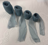 French Blue 100% Silk Sheer Crinkle Chiffon Ribbon ( 4 Widths to choose from)