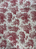 Red on White Toile - Cotton Canvas Fabric