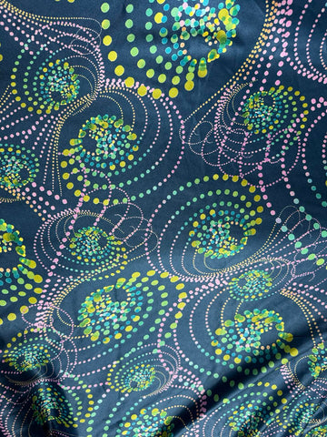 Groovy Spiral Dot - 100% Silk Charmeuse Fabric 54" width