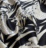 Art Deco Ladies Black & White Print - 100% Silk Charmeuse Fabric