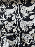 Art Deco Ladies Black & White Print - 100% Silk Charmeuse Fabric