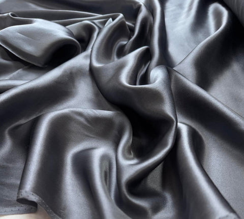 Dark Gray - 100% Silk Charmeuse Fabric