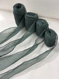 Spruce Green 100% Silk Sheer Crinkle Chiffon Ribbon ( 4 Widths to choose from)