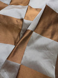 Blue & Brown Check - Silk Duchess Satin Fabric