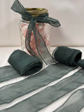 Spruce Green 100% Silk Sheer Crinkle Chiffon Ribbon ( 4 Widths to choose from)