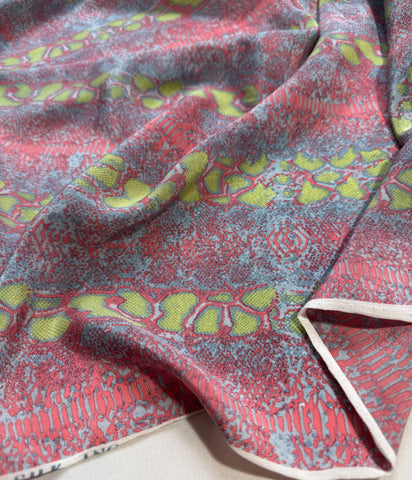 Pink, Lime & Blue Snakeskin - 16mm Silk Crepe de Chine Fabric