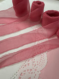 Bubblegum Pink 100% Silk Sheer Crinkle Chiffon Ribbon ( 4 Widths to choose from)