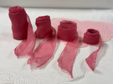 Bubblegum Pink 100% Silk Sheer Crinkle Chiffon Ribbon ( 4 Widths to choose from)