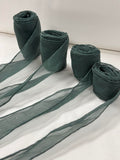 Spruce Green 100% Silk Sheer Crinkle Chiffon Ribbon ( 4 Widths to choose from)