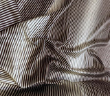 Brown & White Diagonal Stripe Zebra - 100% Silk Charmeuse Fabric 54" width