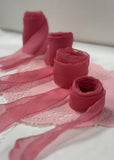 Bubblegum Pink 100% Silk Sheer Crinkle Chiffon Ribbon ( 4 Widths to choose from)