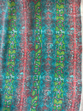 Turquoise, Lime & Pink Snakeskin - 16mm Silk Crepe de Chine Fabric