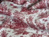 Red on White Toile - Cotton Canvas Fabric