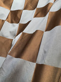 Blue & Brown Check - Silk Duchess Satin Fabric