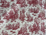 Red on White Toile - Cotton Canvas Fabric