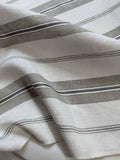 White & Gray Stripe 100% Linen Fabric