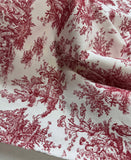 Red on White Toile - Cotton Canvas Fabric