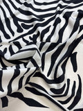 Black & White Zebra Stripes - 16mm Silk Crepe de Chine Fabric