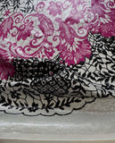 Pink & Black Lace Print with Lurex - Silk Satin Fabric