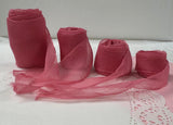 Bubblegum Pink 100% Silk Sheer Crinkle Chiffon Ribbon ( 4 Widths to choose from)