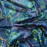 Groovy Spiral Dot - 100% Silk Charmeuse Fabric 54" width